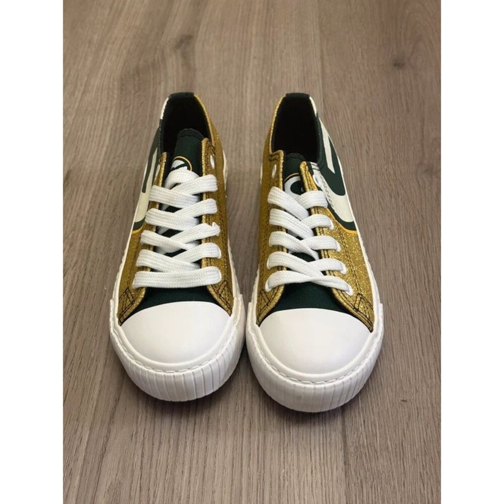Green Bay Packers FOCO Glitter Low Top Canvas Women’s 7